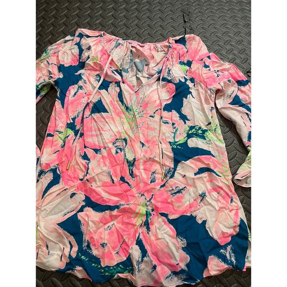 Lilly Pulitzer‎ WILLA FLOUNCE SLEEVE TOP Blouse Womens Size XS Floral - Picture 2 of 8
